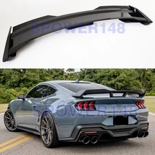 Fits 2024-2026 Ford Mustang Glossy Black Rear Trunk Spoiler Wing Wickerbill Flap