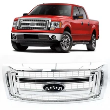 For 2009-2014 Ford F150 Front Upper Bumper Chrome Grille Grill Horizontal Style