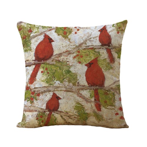 Cardinal Snow Branch Pillow Cover Winter Robin Bird Christmas Holly Cushion Case - Picture 27 of 88