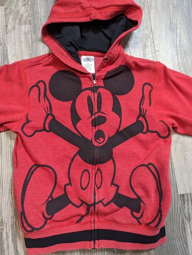 Disney Unisex Toddler Red Mickey Full Zip Hooded Sweatshirt Sz 5 / 6 - Picture 2 of 6