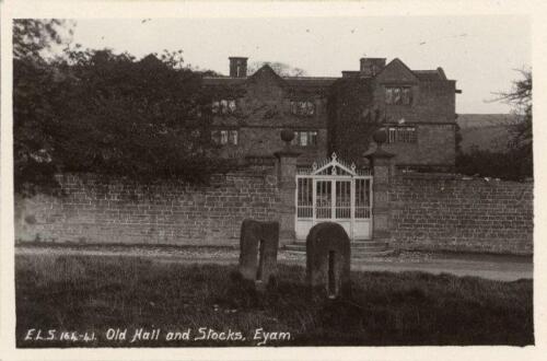 REAL PHOTO POSTCARD OF OLD HALL & STOCKS EYAM (NEAR CALVER) DERBYSHIRE, SCRIVENS - Picture 1 of 2
