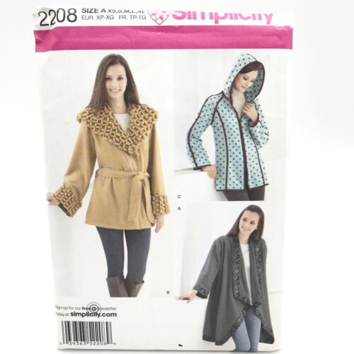 Simplicity 2208 Plus Size Wrap or zip Jackets Fleece Misses XS XL Sewing Pattern - Picture 1 of 4
