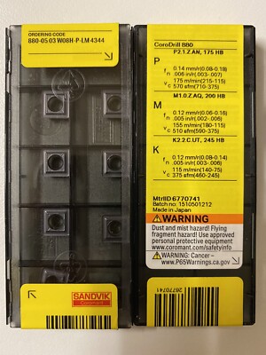 10xWendeschneidplatten SANDVIK 880-05 03 W08H-P-LM 4344