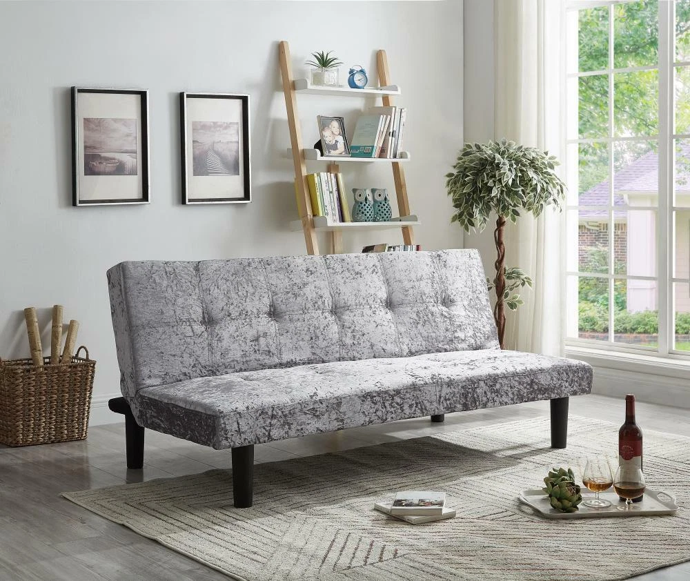 SINGLE CRUSH VELVET SOFA BED SILVER GOLD STEEL BLACK eBay