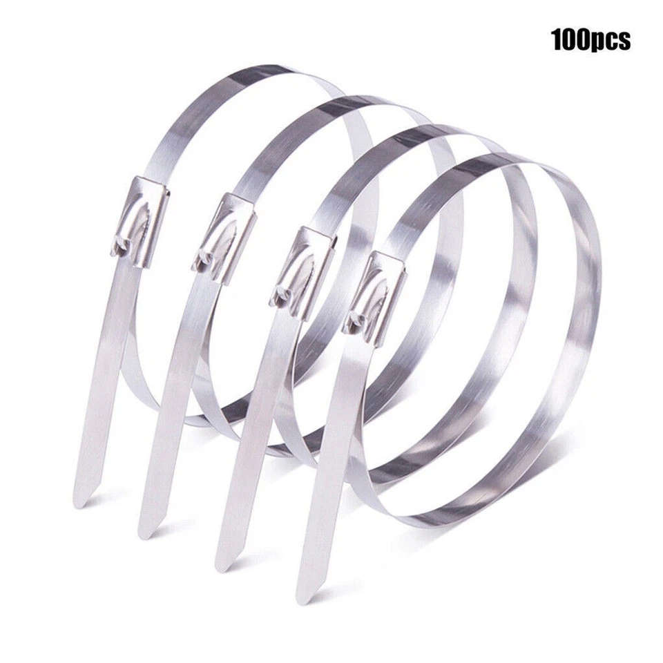 Strong Stainless Steel Metal Cable Ties Zip Tie Wraps Exhaust Heat Proof (100) - Image 2 of 3
