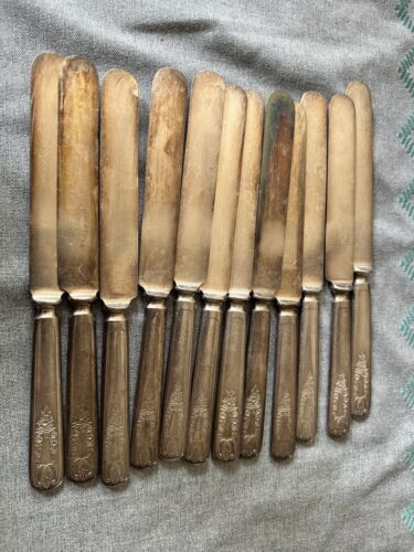Vintage 1847 Rogers Bros Old Colony Blunt Solid Knife 12 Pieces - Picture 1 of 17