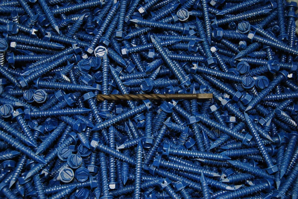 LEXAR INDUSTRIAL (200) Hex Washer Head 1/4 x 1-3/4 Concrete Masonry Screws Tapcon Anchor & Bit