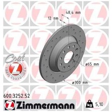 2x Zimmermann Scheibenbremse hinten 5QN615601 3QD615601 26255676