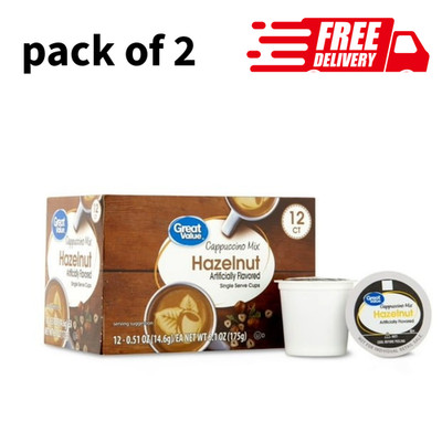 Great Value Hazelnut Cappuccino Coffee Pods 12 Ct Pack of 2 Medium Roast