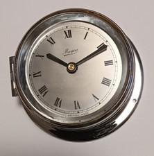 Marpro Chrome and Brass Manual Bulkhead Yacht / Motor Launch / Automobile Clock