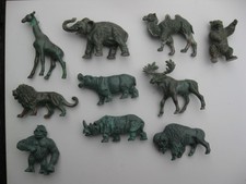 Complete Set 10 LIDO Wild Animal hard plastic 1950s figures verdigris green