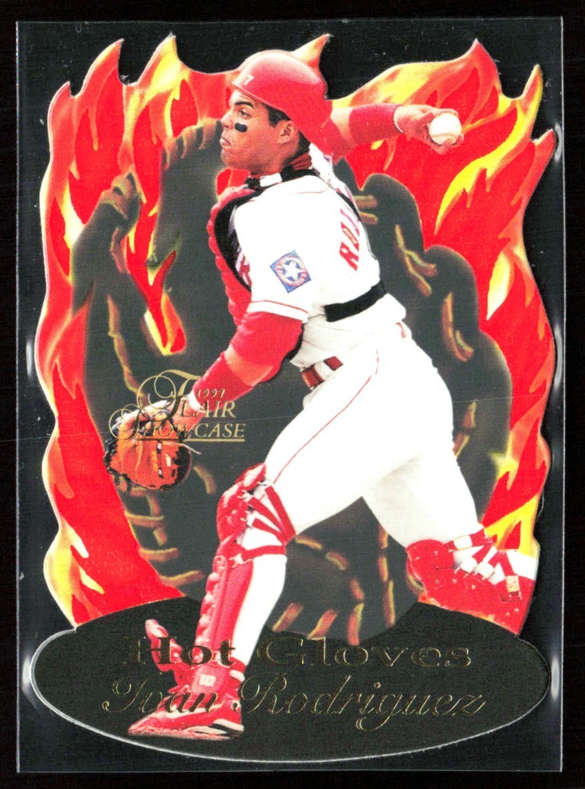 Ivan Rodriguez 1997 Flair Showcase Hot Gloves #14 Texas Rangers