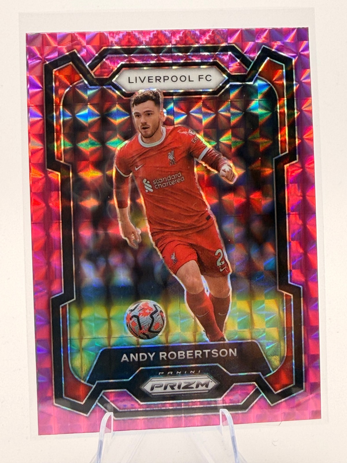 Prizm 2023-24 Panini Prizm Premier League Andy Robertson #80 Pink Mosaic