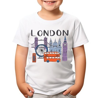 London Landmarks T-Shirt Famous British Icons Souvenir Cartoon Bus Tower #T490