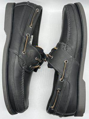 Vintage Timberland Briggs Bay Black Leather 2 Eye Boat Shoes 80527 Size 11 M