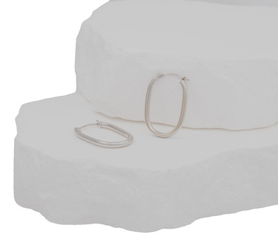 14K Weißgold Creolen Designer JCM Jacmel längliche Röhre poliert Creolen