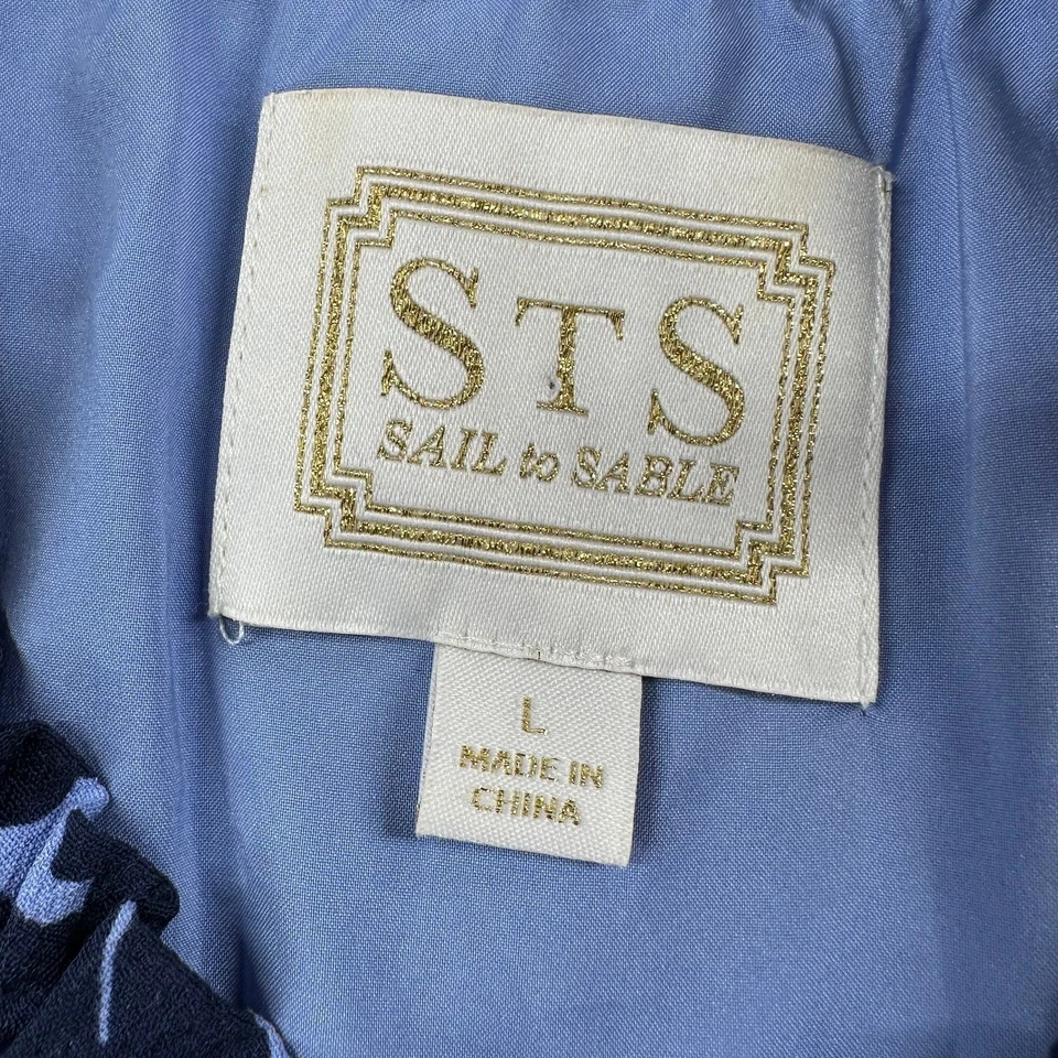 Vestido para mujer Sail to Sable grande azul manga larga estampado floral hojas cuello alto Foto 3 de 4