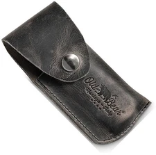 Old Bear Sheath Anthracite For Folding Knives Up To 5" Closed Genuine Leather