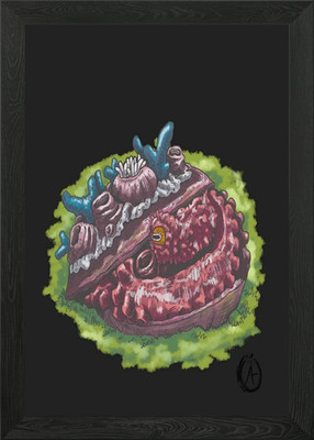 Oktopus in Muschel und Koralle gerahmtes Wandbild Poster Leinwanddruck Bild