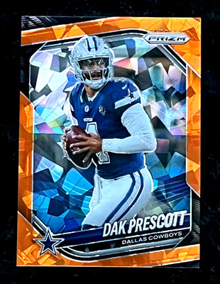 2025 Panini Prizm Dak Prescott Orange Cracked Ice Dallas Cowboys #57
