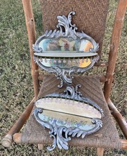 PAIR OF VINTAGE TRACY PORTER WALL MIRRORS SHELF BUTTERFLIES FLORAL SHABBY CHIC