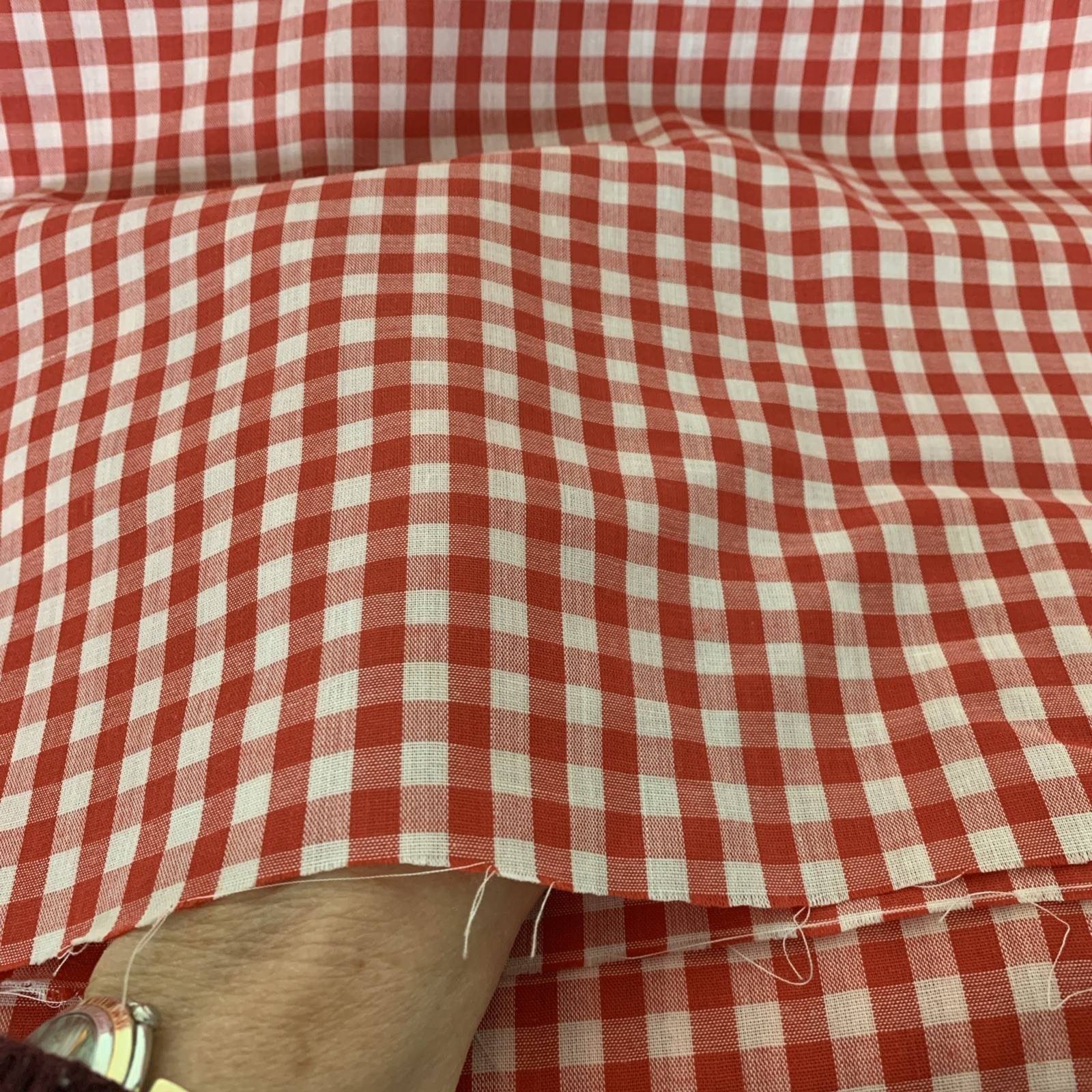 10 Yds. Vintage Red and White Check, Gingham 100% Cotton 45" wide Fabric