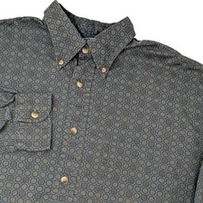 Nautica Mens Button Down Shirt L G Geometric Pattern Long Sleeve Cotton