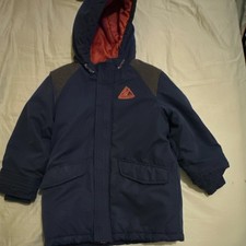Pacific Trail Boys Navy Blue Gray Hooded Puffer Jacket Full Zip Long Sleeve
