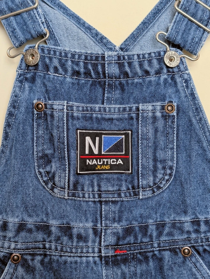 Mono de carpintero vintage Nautica años 90 Y2K azul denim 2T Foto 3 de 4