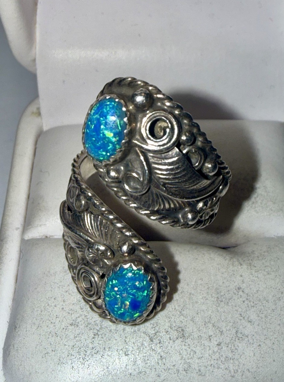 Native American Solid Sterling Silver Boulder Opa… - image 5