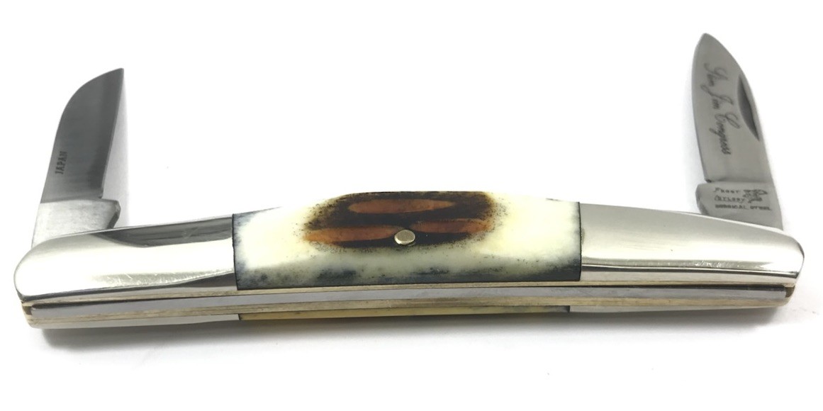 Frost Cutlery Japan Made Bone Stag Slim Jim Congress Pocket Knife 3083-Q