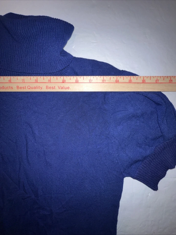 Suéter Kensie Cuello Alto Para Mujer Grande Manga Corta Azul Real Elastizado Suave Foto 3 de 4