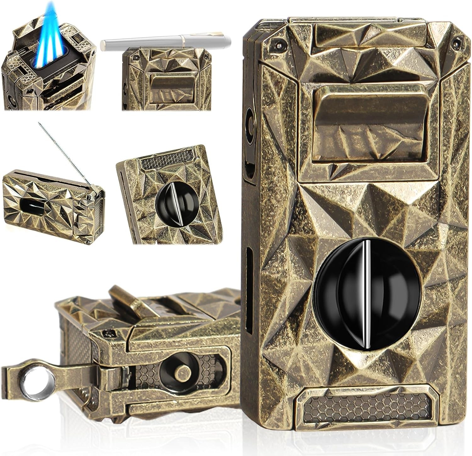 5-in-1 Torch Lighter, with Holder, Multi-use Tool, and Draw Enhancer Tool, Adjus