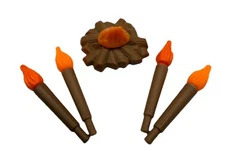 Four Playmobil Torches And Campfire Accessory For Castle, Pirate, Or Western Set