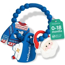 Silicone Christmas Teether Ring for Babies BPA-Free Soothing Teething Toy