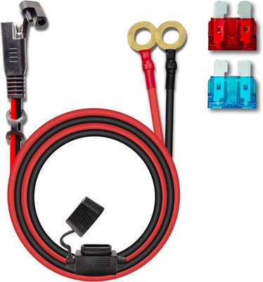 SAE to Ring Terminal Cable 16AWG 2FT Quick Disconnect Battery Charger Lead Fuse