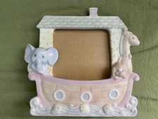 Cute Pastel Baby Nursery Animal Noah's Ark Picture Photo Frame