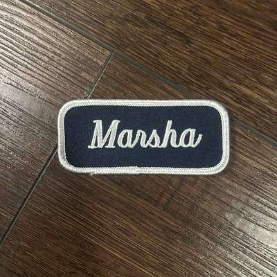 Vintage Embroidered Work Uniform Name Tag Badge MARSHA Unique Patch 70s 80s B23