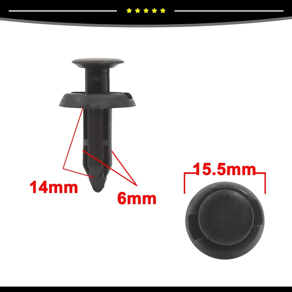 100x Clips para 6mm Agujero Plástico Retenedor Guardabarros Parachoques Push Pin Sujetador Foto 3 de 4