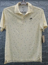 New Nike Performance Short Sleeve Breathable Golf Polo Shirt Yellow Size Medium