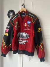 Vintage Dupont Jeff Gordon Racing Jacket, Flame Sleeves, Red and Navy