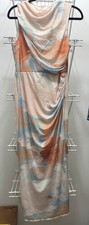 SHEIN Peach Blue White Tie Dye Ruched Maxi Dress Cowl Neck Sleeveless XL