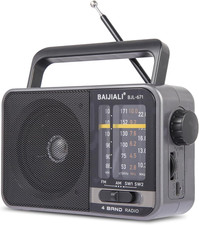 Portable AM/FM Transistor Radio with Loud Speaker, Battery or USB Powered - Comp