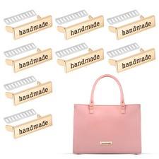 Handmade Metal Rectangle Tags Label 8PCS Use for DIY Craft Light Gold