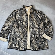Chico s Animal Print Contrasting Black Reversible Quilted Jacket Size 3 14-16
