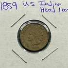 1859 P 1 CENT UNITED STATES INDIAN HEAD PENNY KM# 90A NICE DETAILS!