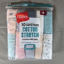 Hanes Hipsters Girls Size 6 Multicolor 10 Pack Cotton Stretch No Ride Up