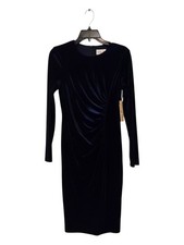 Eliza J Long Sleeve Ruched Velvet Midi Dress Midnight Navy NWT Size 4 Quiet Lux
