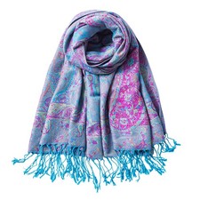 TUSHUSTY Pashmina Feel Shawls Wraps Rave Scarf for Large, Blue Purple Pink