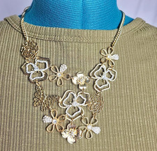 Goldtone Butterfly & Flower Rhinestone Necklace